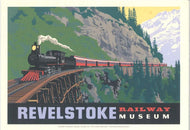 Post Card Revelstoke Railway Museum Steam Locomotive on Trestle Bridge