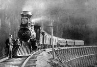 Post Card Train on Bridge Historic Photo