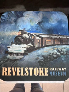 "Revelstoke Railway Museum" Snowy Steam Locomotive Coaster