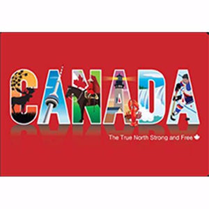 Postcard Canada Text with Icons (RED)