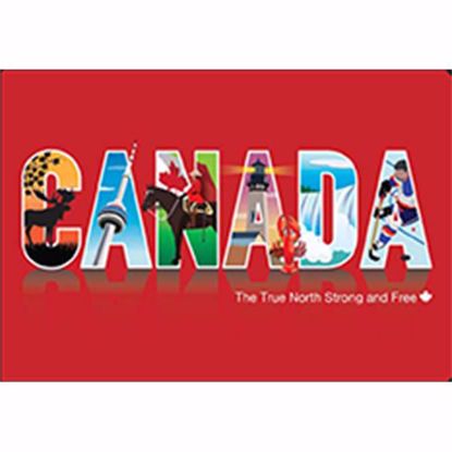 Postcard Canada Text with Icons (RED)