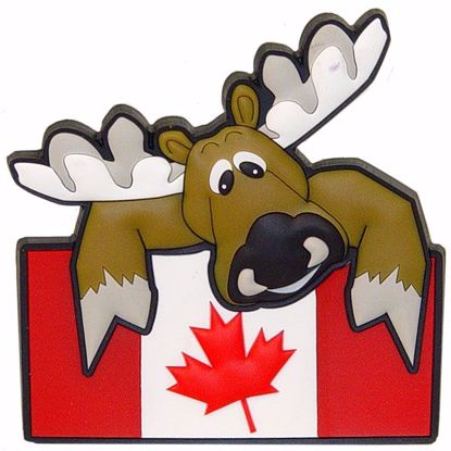 Rubber Art Magnet Moose & Flag