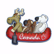 Rubber Art Magnet Canadian Animals in Canoe