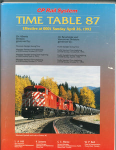 "Time Table 87" by CP Rail System