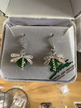 Load image into Gallery viewer, Jade Earrings Dragonfly Charm
