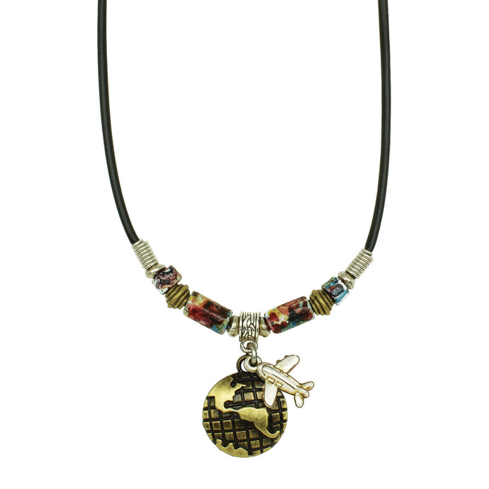 Airplane on World Necklace
