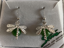 Load image into Gallery viewer, Jade Earrings Dragonfly Charm
