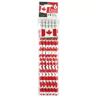 6 Pencil Pack  eraser Canada Flag