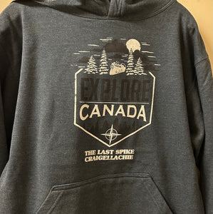 "The Last Spike Explore Canada" Fleece Hooded Sweatshirt Heather Navy