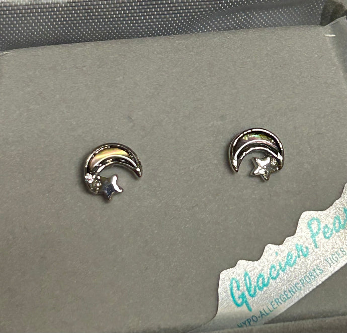Glacial Pearle Earrings Star & Moon