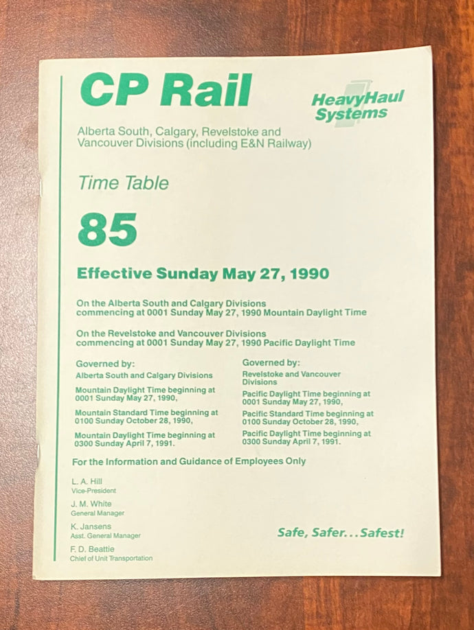 CP Rail Alberta Time Table