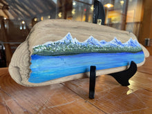 Load image into Gallery viewer, Small Painted Driftwood, River Mountain Scene
