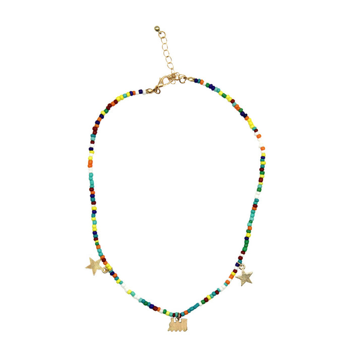 Seed Bead Train Necklace/ Charm