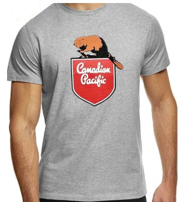 Grey 1950's Beaver Shield Logo T-Shirt