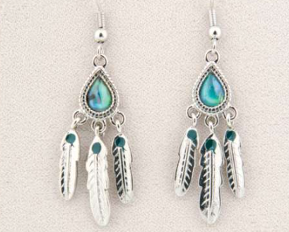 Glacial Pearle Earrings Feather Drop