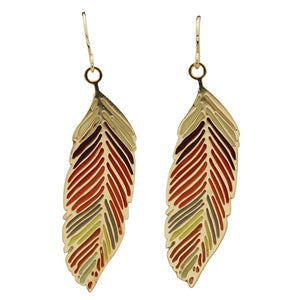 Earrings Brown Feather