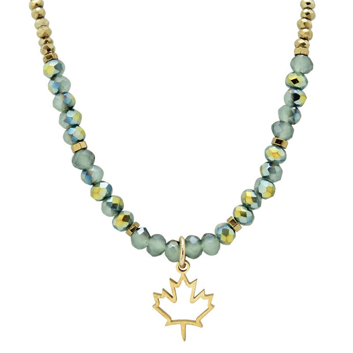 Necklace Green Gold Maple