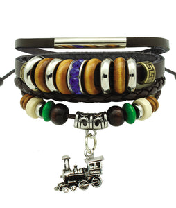 Beaded Leather Train Bracelet