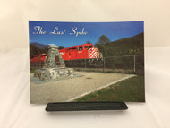 Post Card The Last Spike Cairn and Locomotive