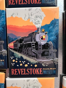 "The Revelstoke Railway Museum" Sunset Steam Locomotive Magnet
