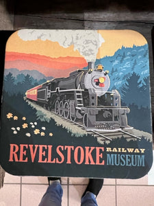 "Revelstoke Railway Museum" Sunset Steam Locomotive Coaster